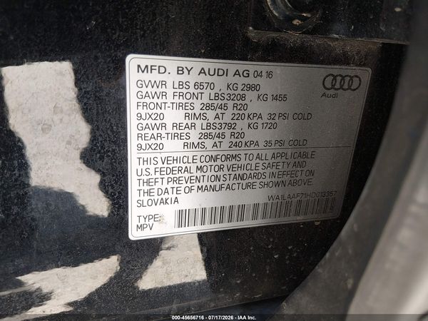 2017 AUDI Q7 3.0T PREMIUM