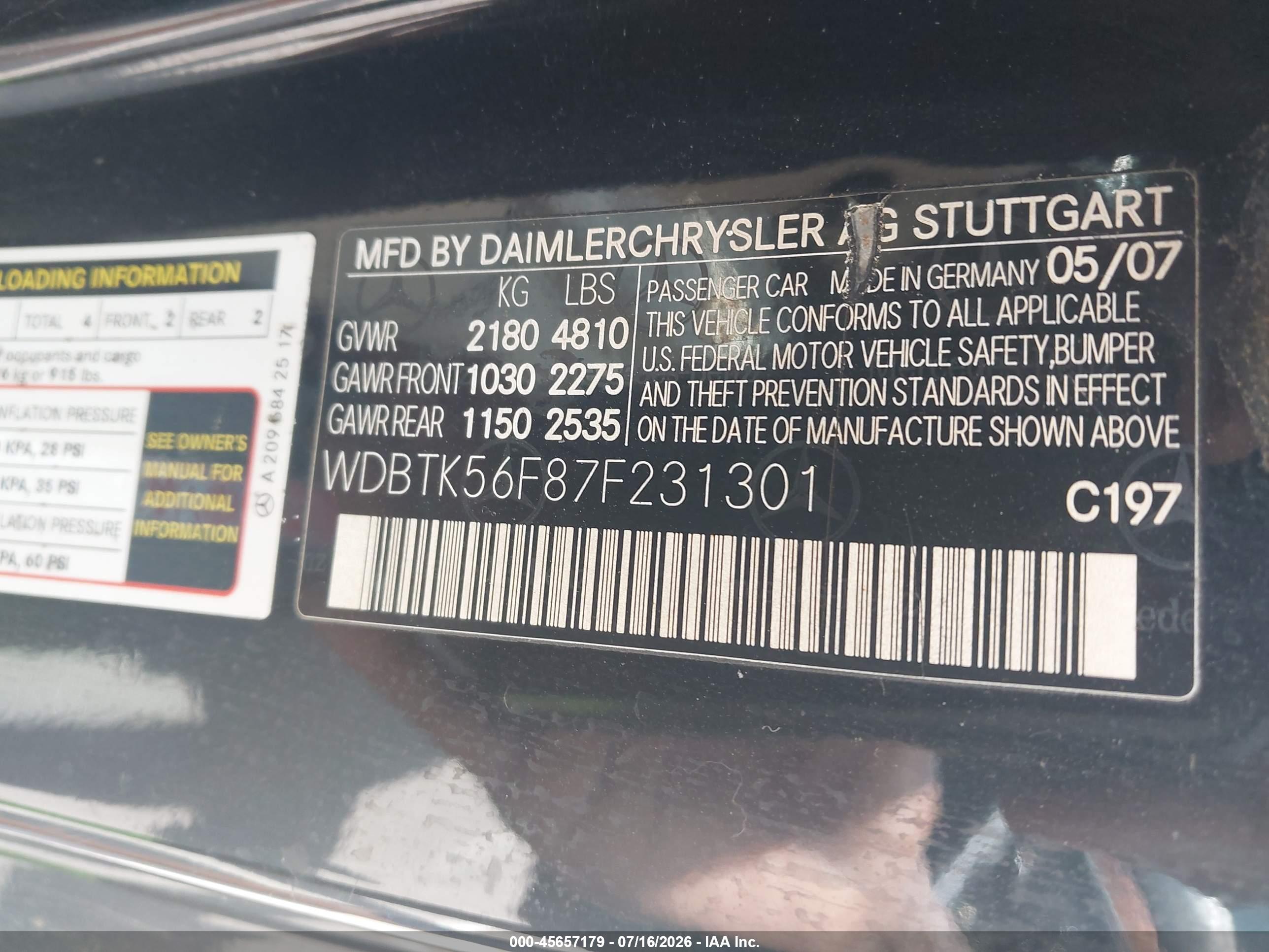 2007 MERCEDES-BENZ CLK 350 CLK350