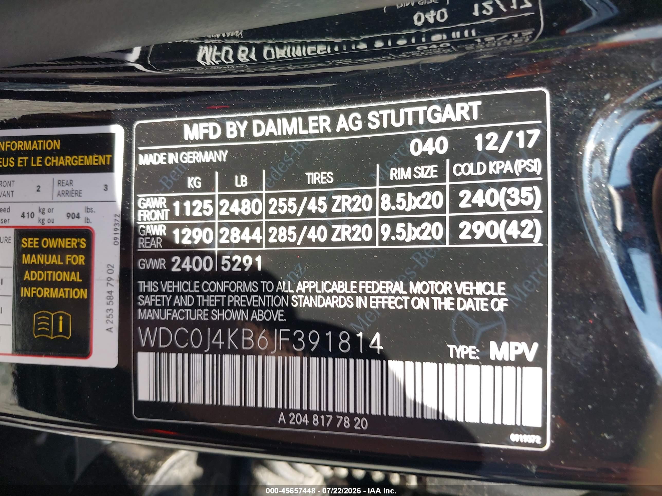 2018 MERCEDES-BENZ GLC 300 COUPE 4MATIC