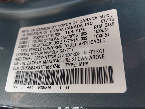 2015 HONDA CR-V LX