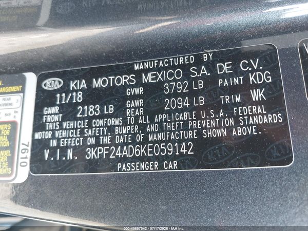 2019 KIA FORTE LXS