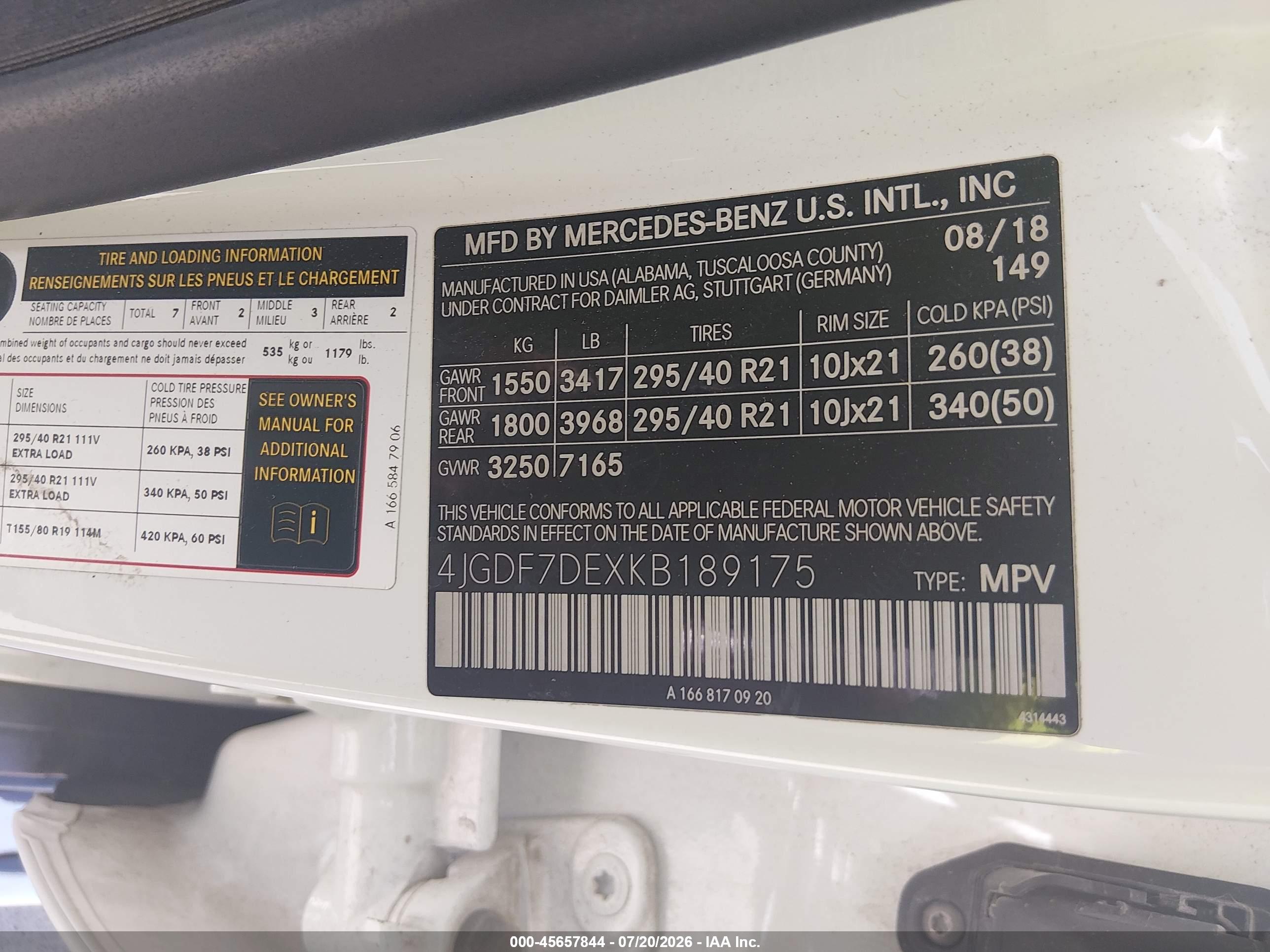 2019 MERCEDES-BENZ GLS 550 4MATIC