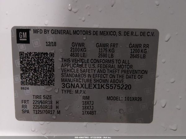 2019 CHEVROLET EQUINOX LT — I9