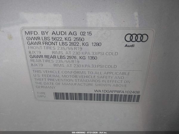 2015 AUDI Q5 3.0T PREMIUM PLUS