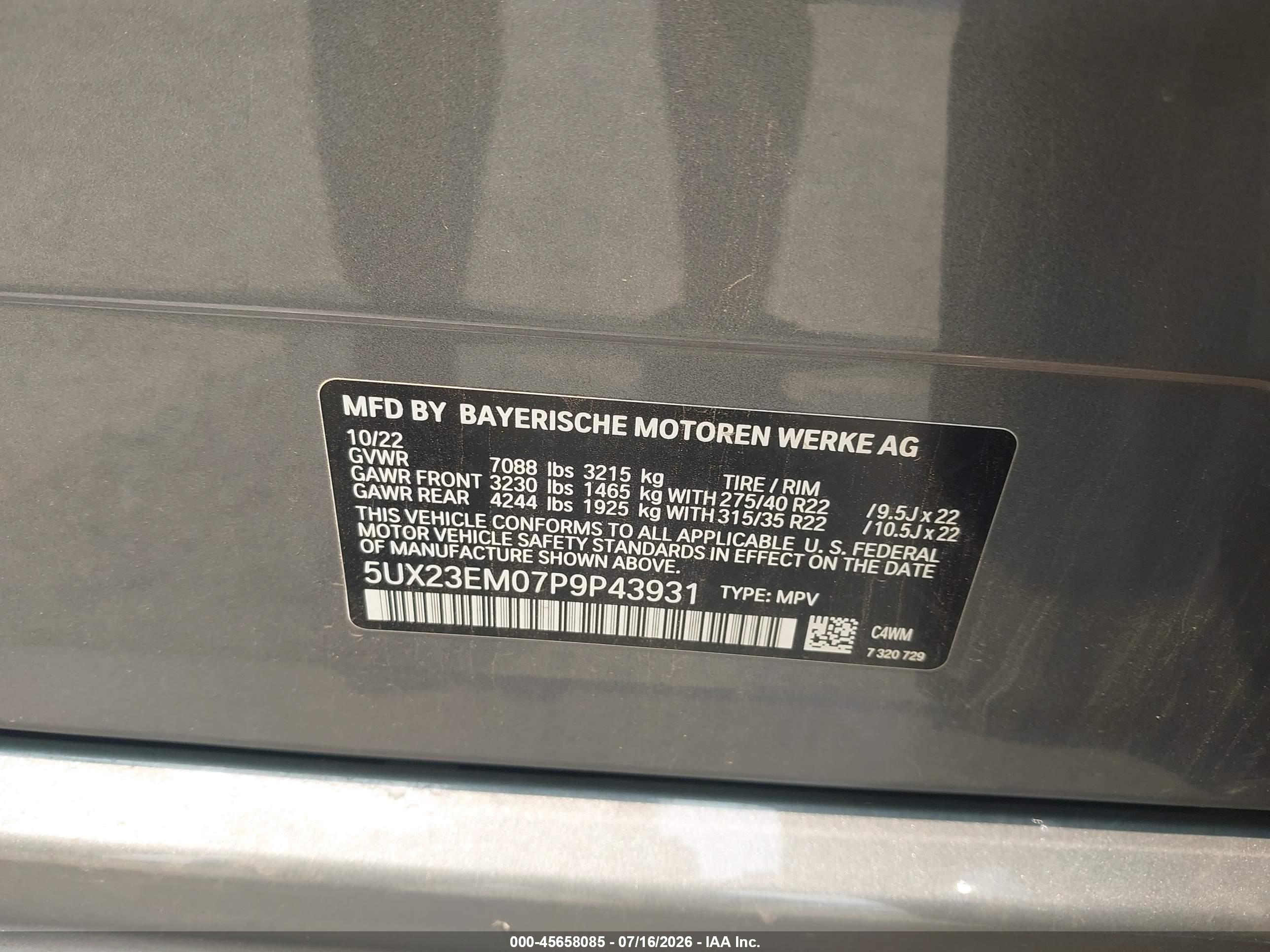 2023 BMW X7 XDRIVE40I