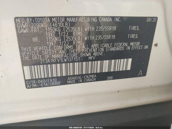 2020 TOYOTA RAV4 XLE PREMIUM