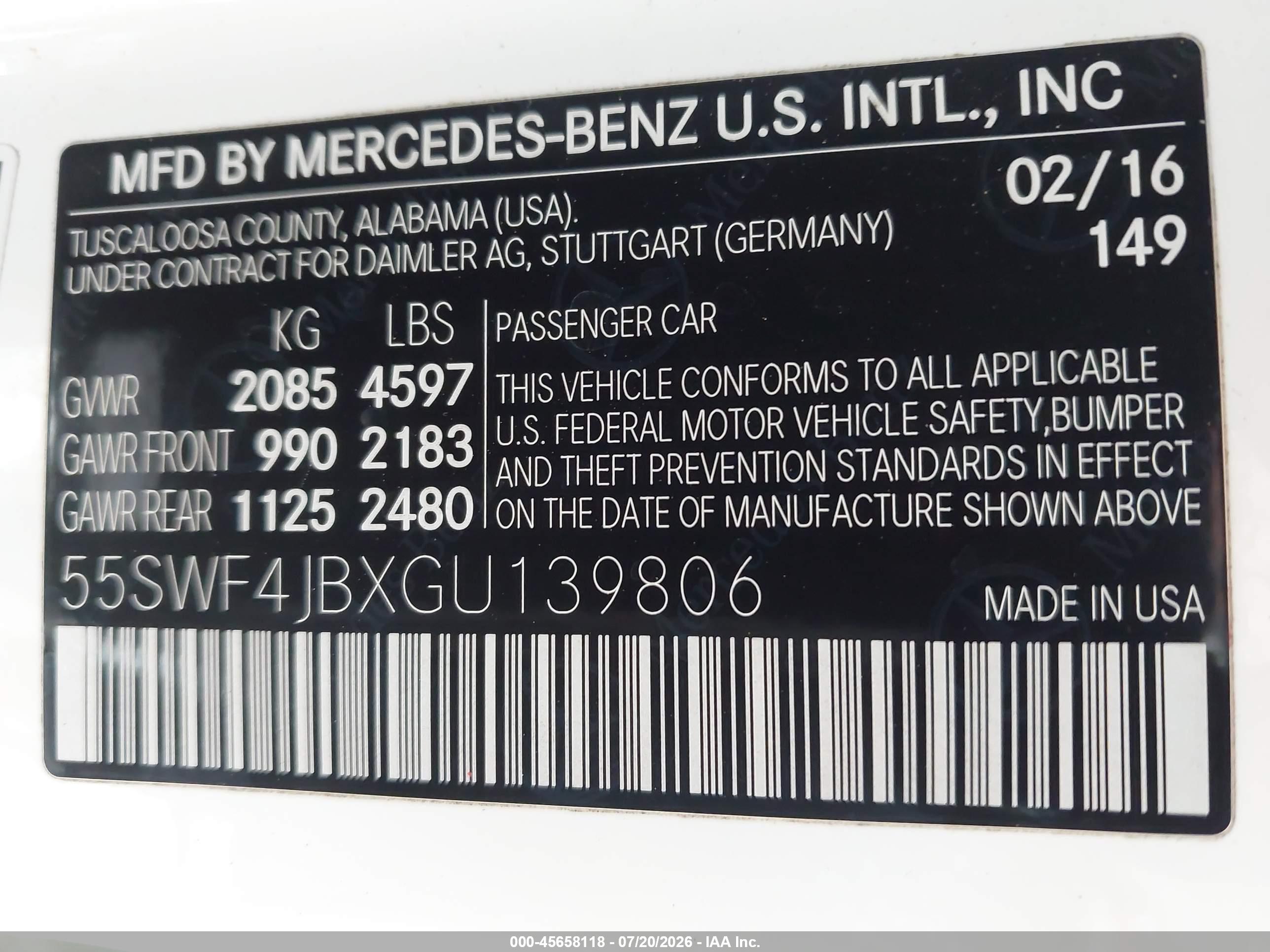 2016 MERCEDES-BENZ C 300 C300