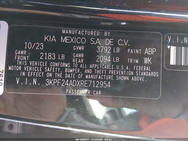 2024 KIA FORTE LXS