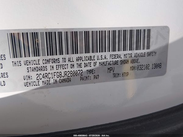 2018 CHRYSLER PACIFICA TOURING PLUS — I9