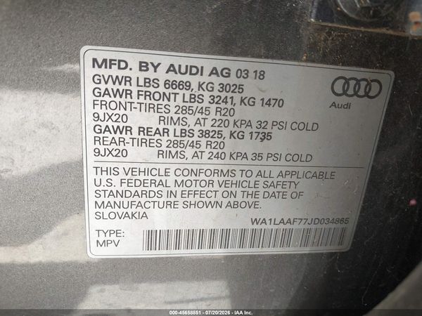 2018 AUDI Q7 3.0T PREMIUM