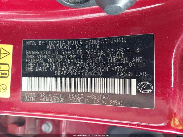 2016 LEXUS ES 350