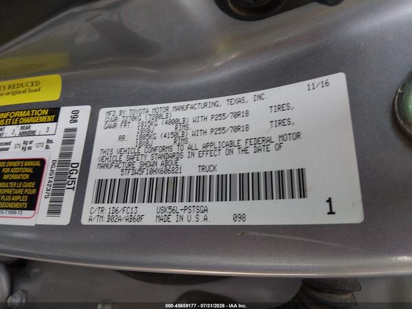 2017 TOYOTA TUNDRA SR5 5.7L V8