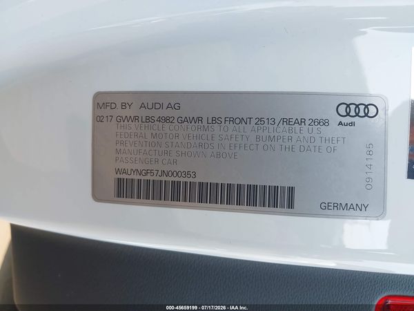 2018 AUDI A5 2.0T PREMIUM