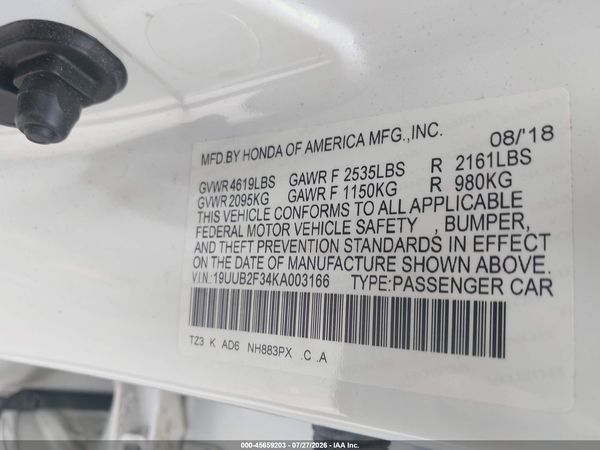 2019 ACURA TLX STANDARD