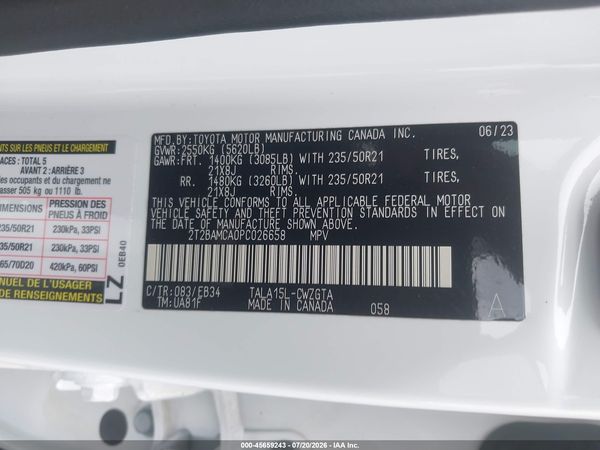 2023 LEXUS RX 350 F SPORT HANDLING — I9