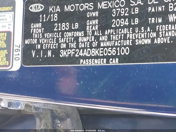 2019 KIA FORTE LXS