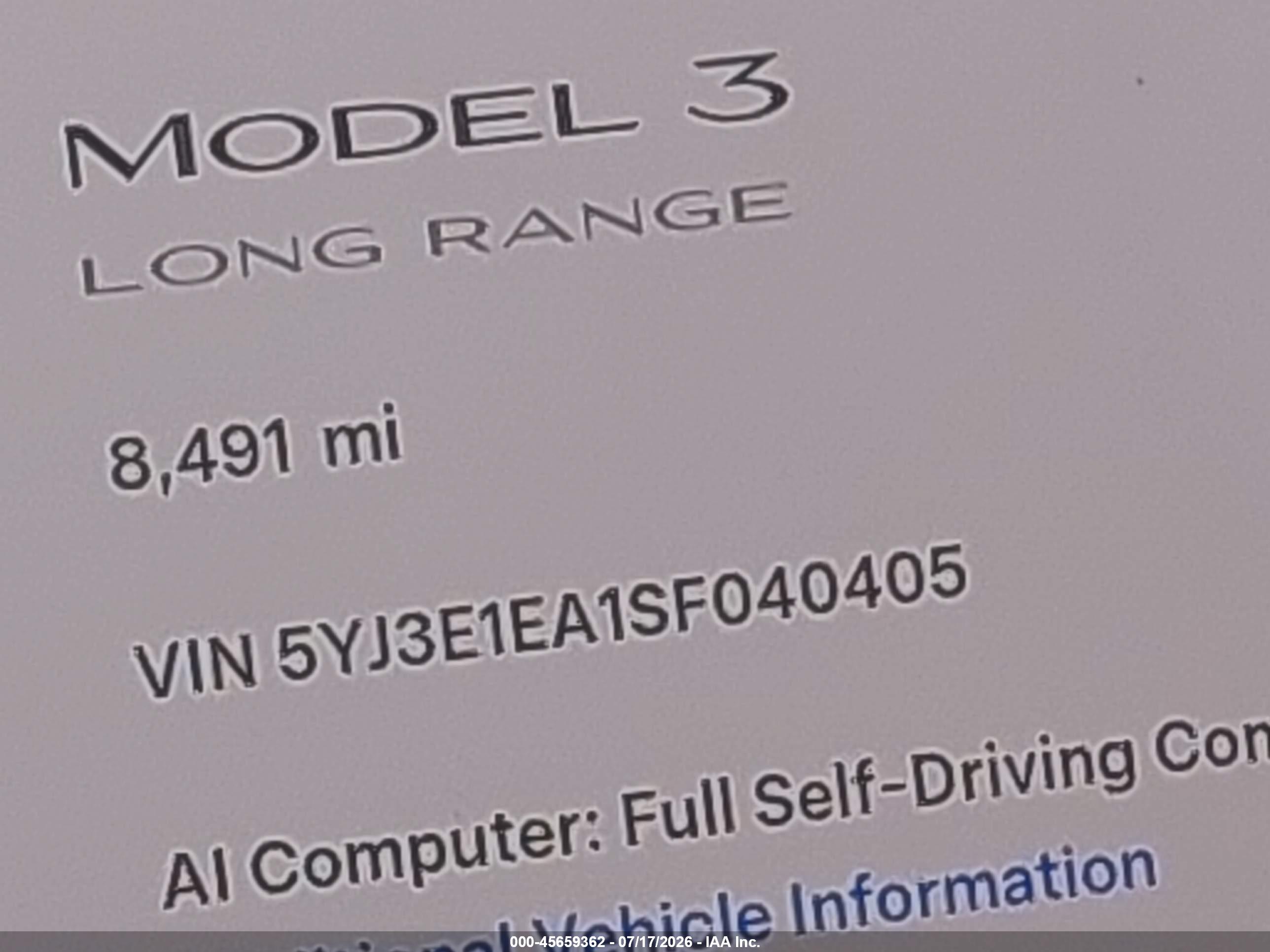 2025 TESLA MODEL 3