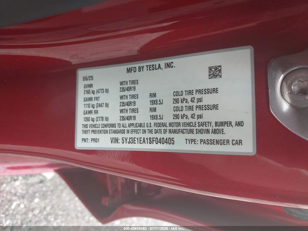 2025 TESLA MODEL 3
