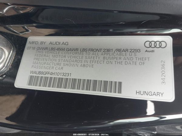 2017 AUDI A3 PREMIUM