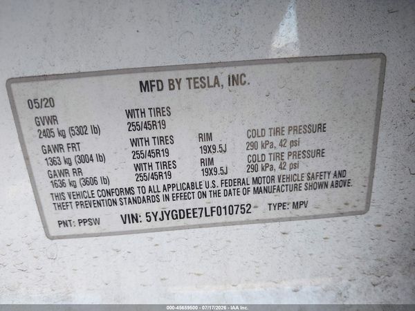 2020 TESLA MODEL Y