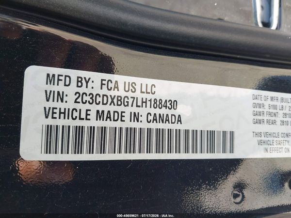 2020 DODGE CHARGER SXT RWD