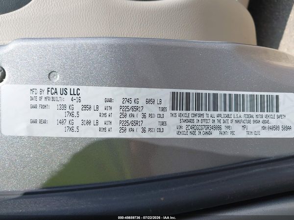 2016 DODGE GRAND CARAVAN SXT