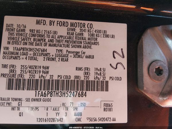 2017 FORD MUSTANG ECOBOOST