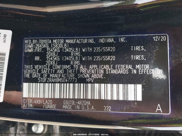 2021 TOYOTA HIGHLANDER PLATINUM