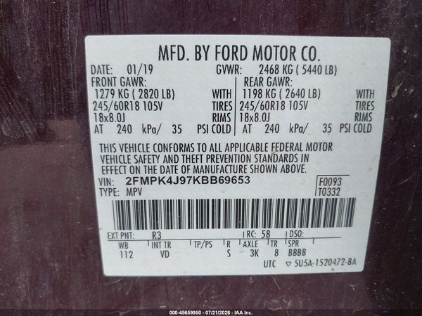 2019 FORD EDGE SEL