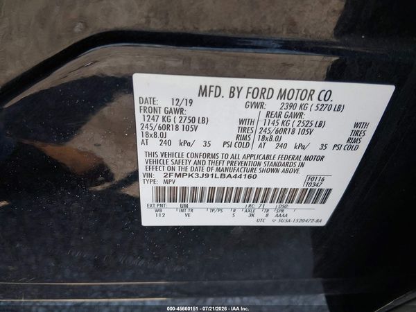2020 FORD EDGE SEL/ST LINE