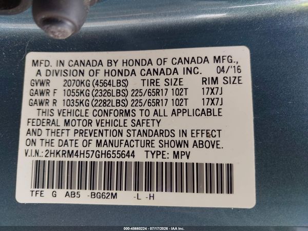 2016 HONDA CR-V EX