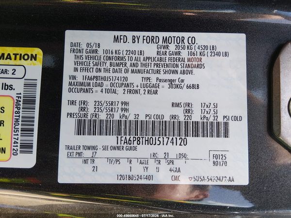 2018 FORD MUSTANG ECOBOOST