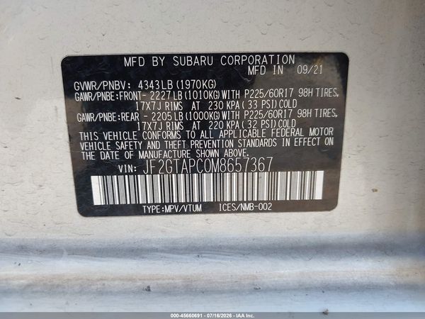 2021 SUBARU CROSSTREK PREMIUM