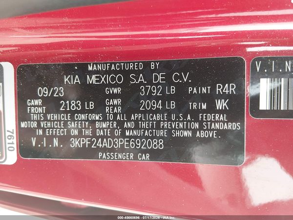 2023 KIA FORTE LXS