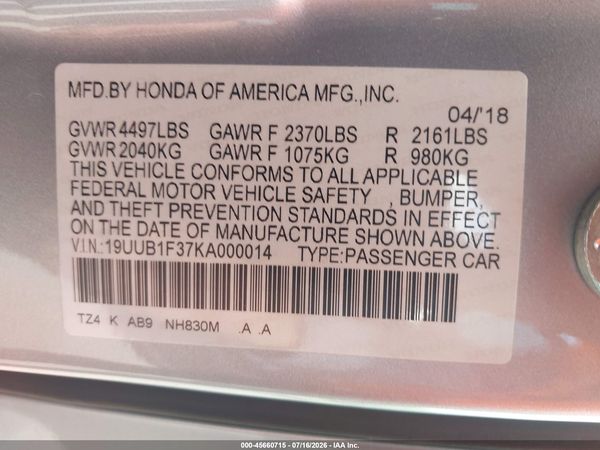 2019 ACURA TLX STANDARD