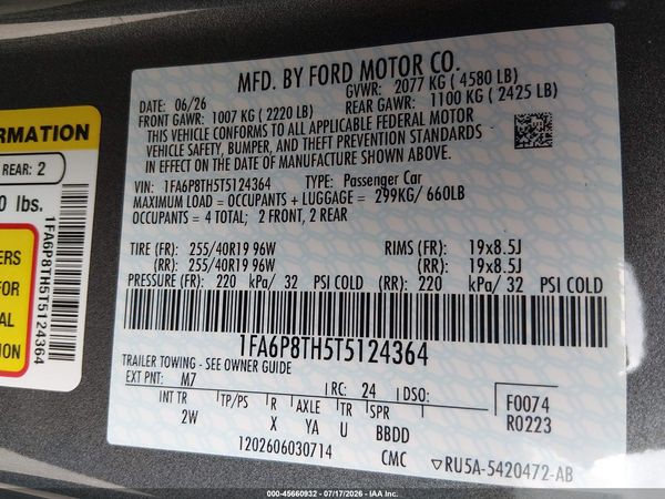 2026 FORD MUSTANG ECOBOOST FASTBACK