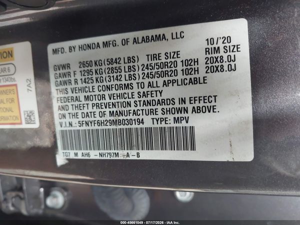 2021 HONDA PILOT AWD SPECIAL EDITION