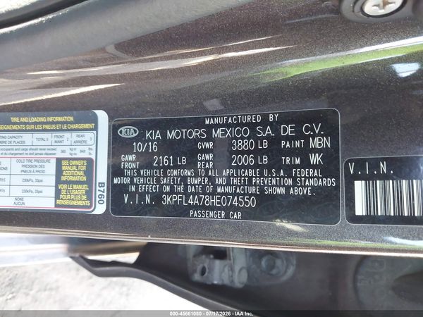 2017 KIA FORTE LX