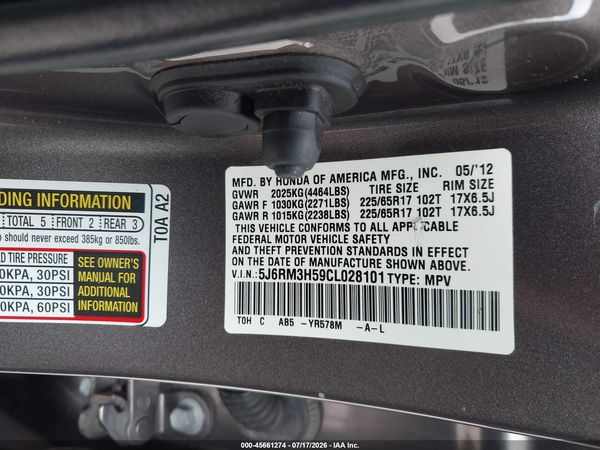 2012 HONDA CR-V EX