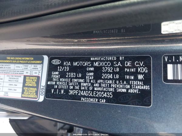 2020 KIA FORTE FE