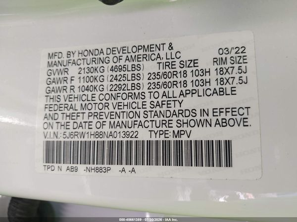 2022 HONDA CR-V 2WD EX-L