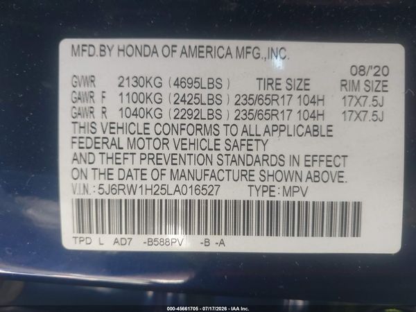 2020 HONDA CR-V 2WD LX