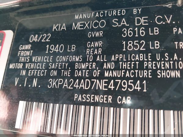 2022 KIA RIO S