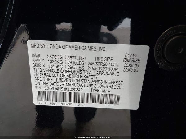 2019 ACURA MDX TECH PKG