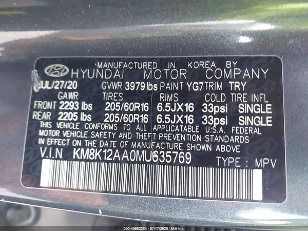 2021 HYUNDAI KONA SE