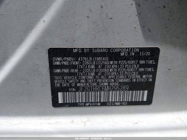 2021 SUBARU CROSSTREK SPORT — I9
