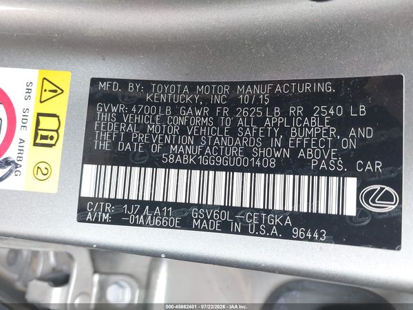 2016 LEXUS ES 350