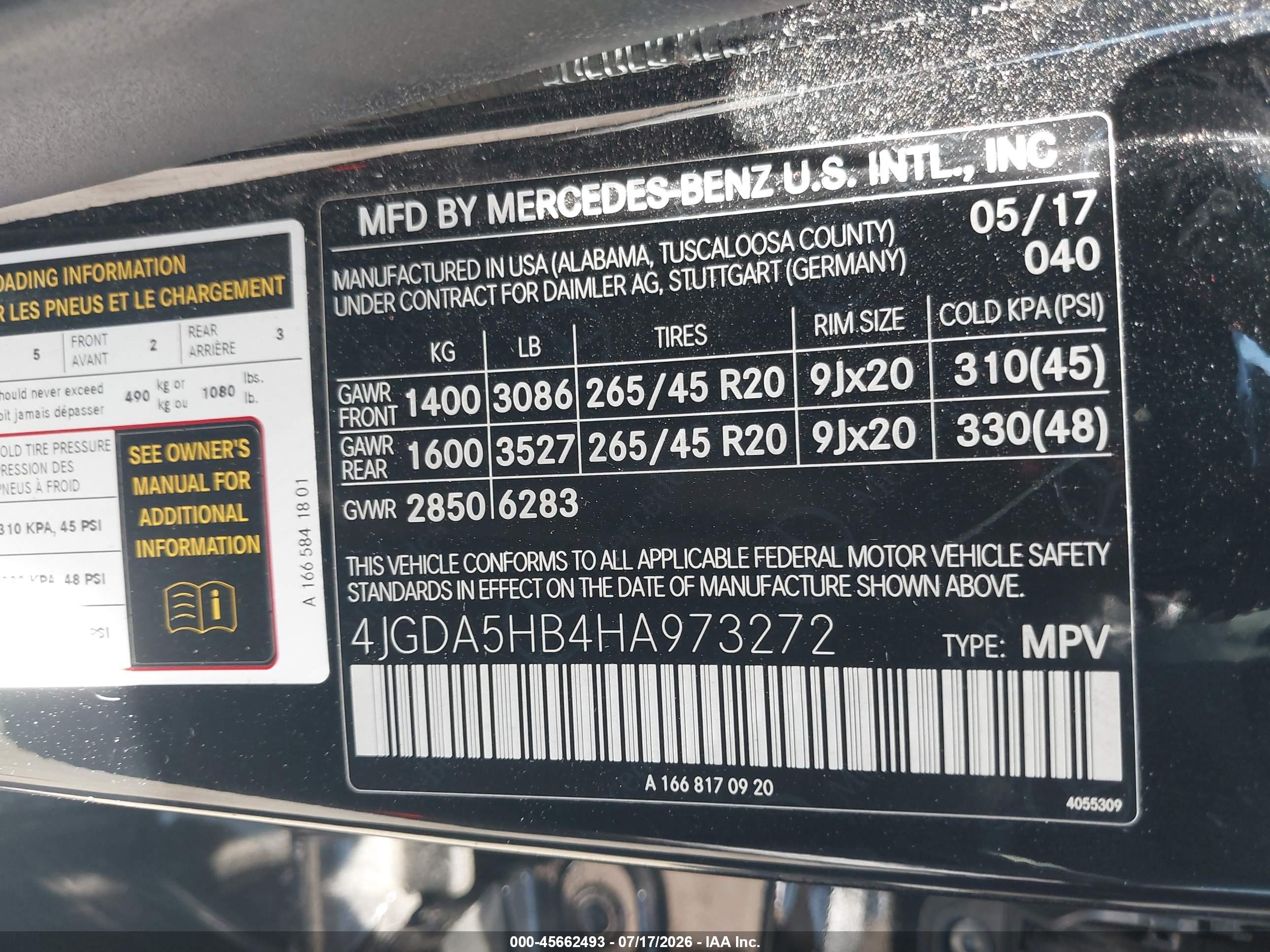 2017 MERCEDES-BENZ GLE 350 4MATIC