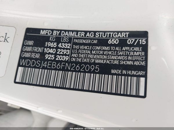 2015 MERCEDES-BENZ CLA 250 CLA250 — I9