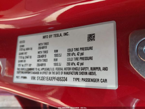 2023 TESLA MODEL 3 REAR-WHEEL DRIVE